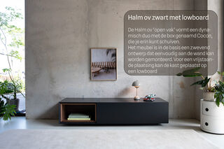 Tv-meubel, RAAT, Halm 150 OV, zwart, met lowboard en 1 cocon